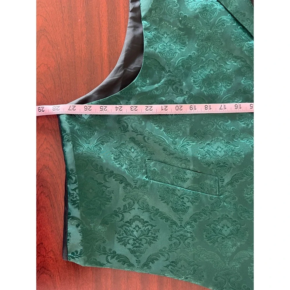 Frontier Classics Mens 3XL Emerald Green Damask Brocade Formal Vest Waistcoat